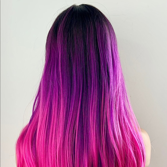 Very Pretty 26” Pink Fuchsia Wig with Bangs for Events or Daily Wear - Picture 10 of 11